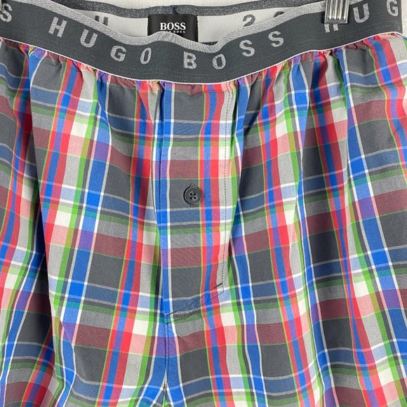 Hugo Boss Pajama Pants Mens‎ Medium Plaid Blue Red 100% Cotton Lightweight - Picture 3 of 13